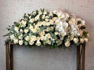 White Rose and Orchid Casket Cover – Ambrosia Flowers, Castle Rock CO