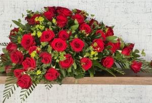 Red Rose Half Casket Cover – Ambrosia Flowers, Castle Rock CO