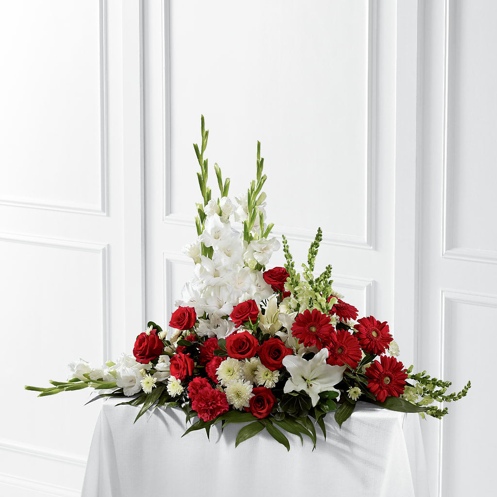 Crimson & White Arrangement – Ambrosia Flowers, Castle Rock CO