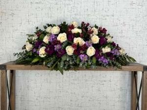 Purple & White Half Casket Cover