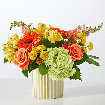 Autumn Sunshine Bouquet with Ivory Vase –  Ambrosia Flowers, Castle Rock CO