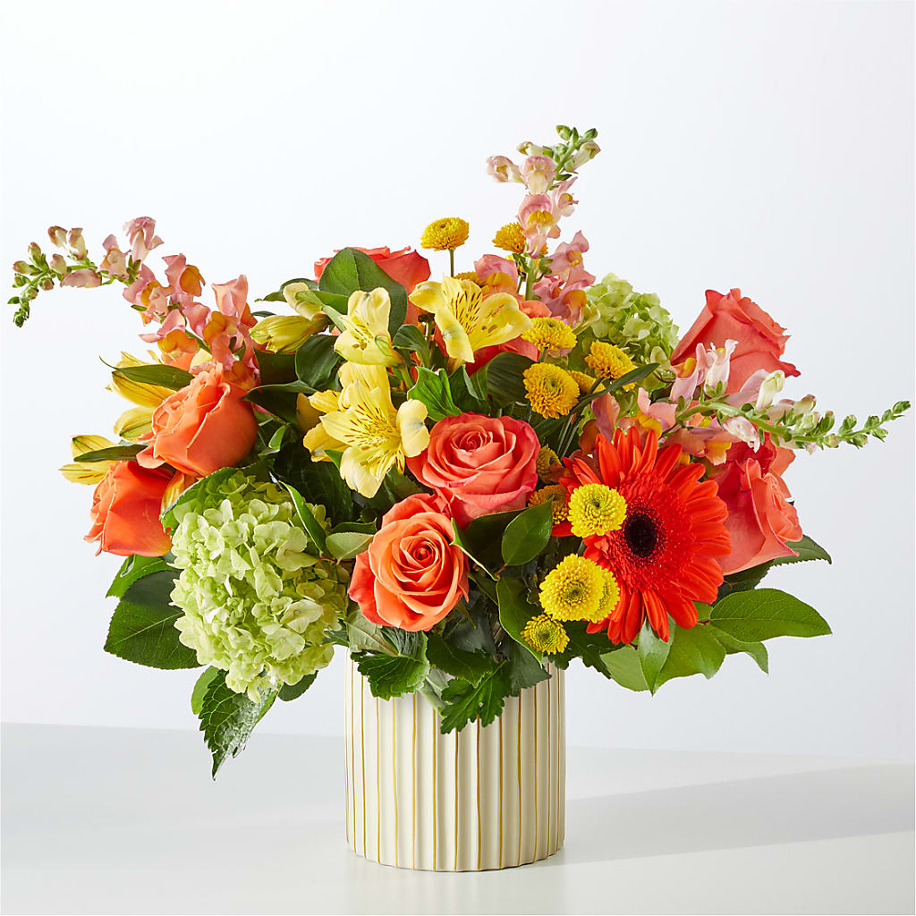 Autumn Sunshine Bouquet with Ivory Vase –  Ambrosia Flowers, Castle Rock CO
