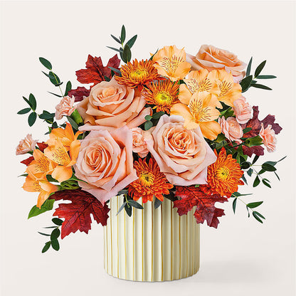 Spiced Latte Bouquet with Ivory Vase –  Ambrosia Flowers, Castle Rock CO