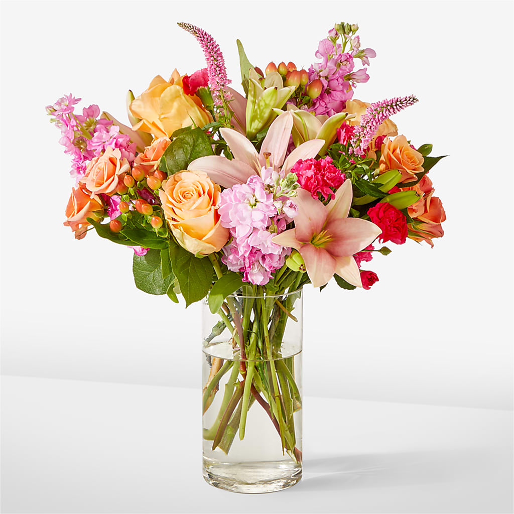 Bisous Bouquet – orange, peach, pink flower arrangement | Castle