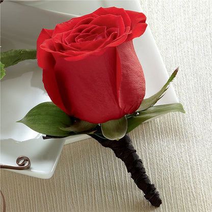 Red Rose Boutonniere –  Ambrosia Flowers, Castle Rock CO