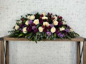 Purple & White Half Casket Cover